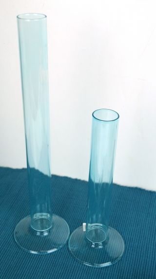 Стъклена синя ваза колба м.