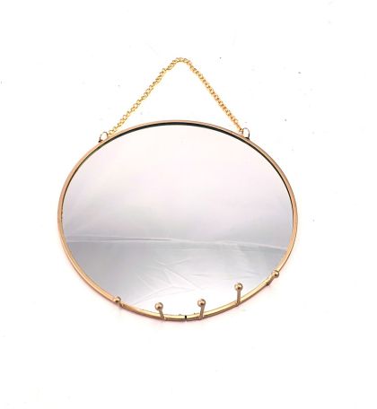 Метално златно огледало за окачване /закачалка