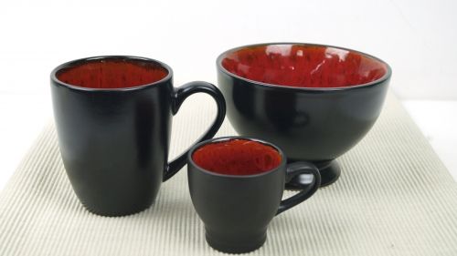 Керамична чаша за еспресо червено /черно