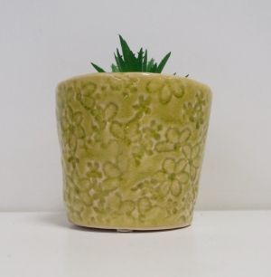 Керамична кашпа зелена 
