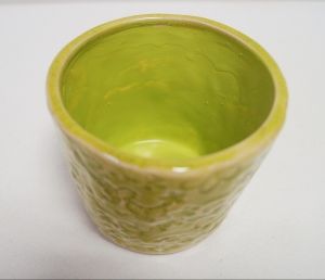 Керамична кашпа зелена 