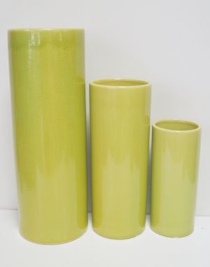 Керамична ваза цилиндър зелена м.