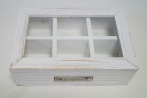Кутия за чай бяла дървена