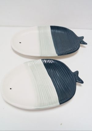 Керамична чиния- риба синьо м.