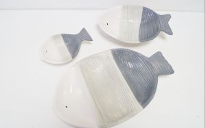 Керамично плато -риба за разядки сиво
