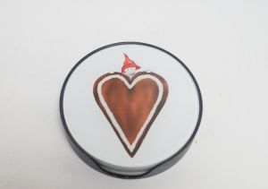 Стъклени подложки с джудже със сърце 4 бр с поставка