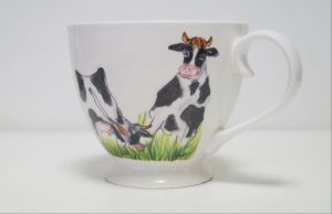 Керамична чаша-купа с крави