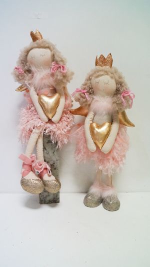 Текстилен ангел с корона 2 модела( права,седнала)