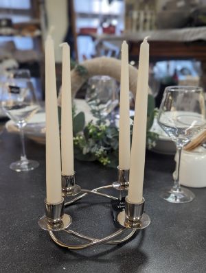 Свещник алуминив за 4 свещи-плетеница