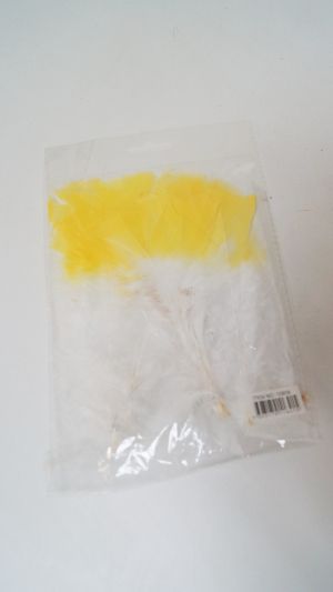 Естествени пера жълто-бели пакет