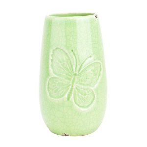 Керамична ваза зелена с пеперуда