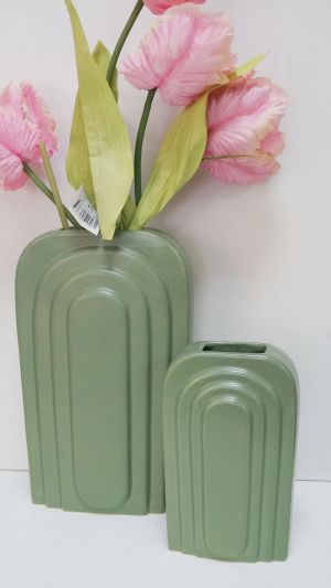 Керамична ваза Дъга- зелена м.