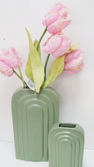 Керамична ваза Дъга- бяла/зелена г.