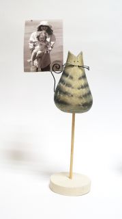 Дървена котка на стойка визитник-три цвята