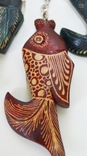 Дървен ключодържател  "афро " -риба
