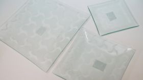 Стъклени чинии квадрат матирани/к-т 3 размера/